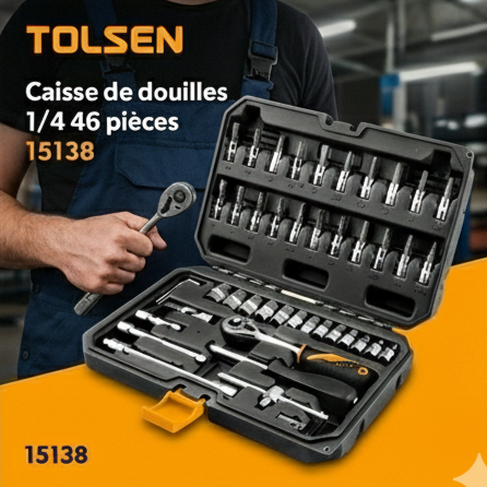 Coffret de Douilles et Embouts 46 Pièces - 1/4"